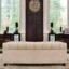 AMATA Eagle Solid Wood 2 Seater Ottoman/pouffe Cream Suede Velvet Fabric Perfect for Home Living Office Room and Guests (Cream 3, 2 Seater)(3 Year Warranty)
