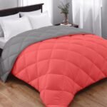 AYKA Reversible Comforter 220 GSM Microfiber Reversible AC Comforter/Blanket for Winter/Quilt/Duvets for King Size Double Bed Comforter (90 * 100, Red & Grey)| TC - 220