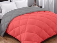 AYKA Reversible Comforter 220 GSM Microfiber Reversible AC Comforter/Blanket for Winter/Quilt/Duvets for King Size Double Bed Comforter (90 * 100, Red & Grey)| TC - 220