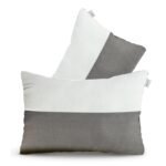 Amazon Basics Hollow Fiber Sleeping Pillow | Soft and Fluffy | Adjustable Height Pillows Set of 2 | White and Brown (27 x 16 Inches)