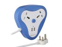 Amazon Basics Two-Way Triangle Surge Protector with Two 2.4A USB Ports, 1500W Output, 220V-240V AC, Short-Circuit Protection, 1.5-Metre Cord (White)