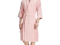 Amazon Brand - Solimo 100% Cotton Unisex Bathrobe, Blush Pink, Large, Set of 1