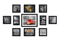 Amazon Brand - Solimo Collage Set of 11 Black Photo Frames ( 4 x 6 Inch - 2 & 5 X 5 Inch - 6, 5 X 7 inch - 2 & 8 X 10 inch - 1 ), Rectangular, Synthetic, Tabletop