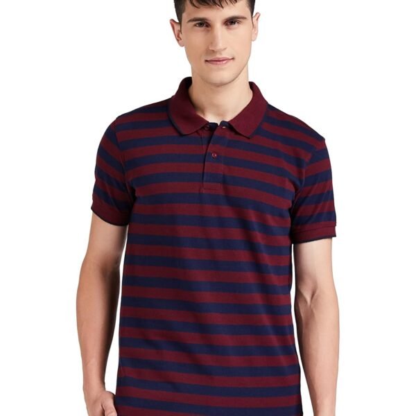 Amazon Brand - Symbol Men's Cotton Rich Striped Polo Tshirts | Collar Tshirts | Half Sleeves - Regular Fit (Available in Plus Sizes)