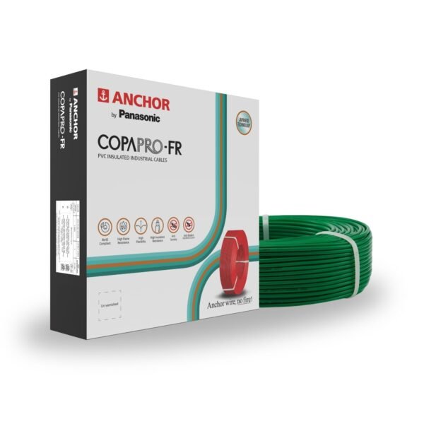Anchor by Panasonic 1.5 mm COPAPro FR Electrical Wire, 90 Meter Fire Resistant Single Core PVC insulated Pure Copper Wire, Anti Rodent Anti Termite Flexible Wire for Connections (GREEN, 96139GN)