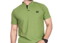 BAGHADBILLO Men's and Boy's Polyster T-Shirt with Mandarin Collared Neck Half Sleeves Closuer Button and Regular Fit | Polo t Shirt for Man