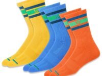 BAMBOS Men's Bamboo Sports Crew Socks for Running & Gym, Pack of 3, Free Size