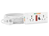 BITCORP 16A Heavy Duty Power Extension Board with 2 Socket 1 MCB, 3500W MCB Overload Protector, 1 Meter 2.5mm Electric Cord for AC, Refrigerator, EV Charger, Washing Machine, Geyser