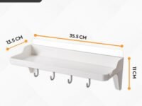 Bathroom Storage Shower Caddy, Kitchen Shelf with Easy DIY Adhesive Mounting, Shower Caddy with Hooks, Holds Shampoo, Cosmetics, Bath Accessories, Kitchen Utensils, Spice Jars [ND-1343]