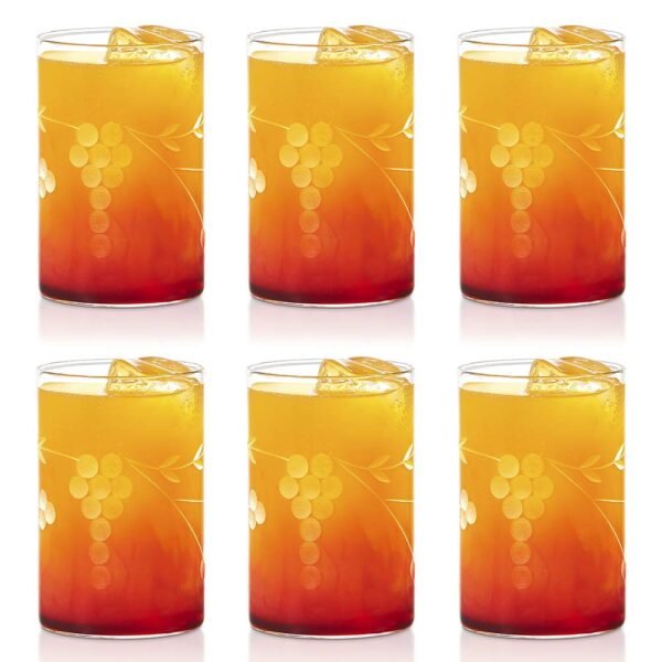 Borosil 295ml 6pc Vision Berry Cut Design Medium Drinking Glass Set | Made in India Borosilicate Glass Tumblers for Water, Cold Drinks, Juice| Microwave & Dishwasher Safe for Dailyuse & Gifting