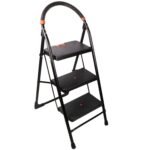 CIPLA PLAST 3 Step Ladder for Home Use | Extra Strong Heavy Duty | Heavy Duty Ladder for Home Use Alloy Steel | Multipurpose Ladder Foldable | (Black) Milano 3 Step (Medium)