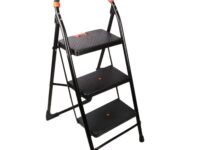 CIPLA PLAST 3 Step Ladder for Home Use | Extra Strong Heavy Duty | Heavy Duty Ladder for Home Use Alloy Steel | Multipurpose Ladder Foldable | (Black) Milano 3 Step (Medium)