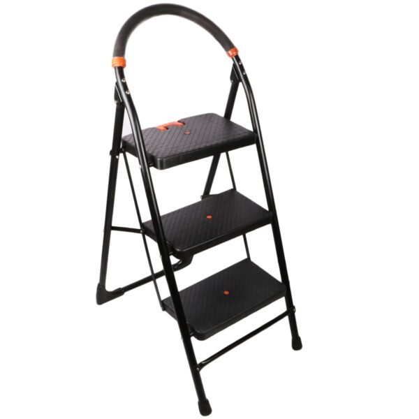 CIPLA PLAST 3 Step Ladder for Home Use | Extra Strong Heavy Duty | Heavy Duty Ladder for Home Use Alloy Steel | Multipurpose Ladder Foldable | (Black) Milano 3 Step (Medium)