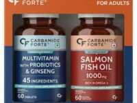 Carbamide Forte Multivitamin Tablet for Men with Probiotics & Salmon Omega 3 fish Oil Capsules | Salmon Fish Oil Omega 3 Capsule 1000mg and Multivitamin Tablets Combo | 60 Tablets + 60 Softgels