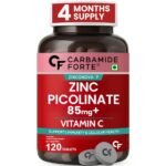 Carbamide Forte Zinc Picolinate with Vitamin C | Zinc Supplements for Men with 100% RDA Zinc | Immunity & Cellular Health Support – 120 Tablets