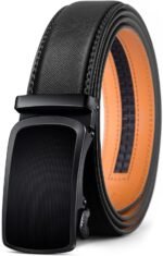 Contacts Genuine Leather Belt for Men with Easier Adjustable Autolock Buckle Fit Everywhere |Formal & Casual | Elegant Gift Box (Black-Waist Size Fit from 28" to 42")
