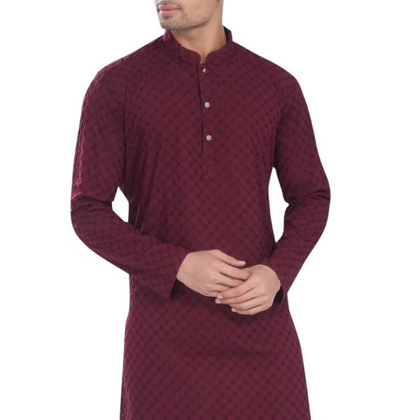 DIVISIVE Men's Thread Embroidered Cotton Only Slim Fit Kurta