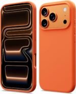 DIZORO Compatible with (iPhone 17 Pro Case)(2025), Liquid Silicone 3 Layers Full Covered Soft Gel Rubber Phone Case,Shockproof Protective Cover with Anti-Scratch Microfiber Lining- Cosmic Orange