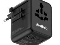Destinio Universal Charger Adapter 70W - GaN Fast Charging Adapter for Laptop/MacBook with 3 Type C & 2 USB Ports, Compact Travel Adapter, All in One International Adapter for US, UK, Europe,Canada