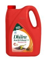 Dhara Kachi Ghani Mustard Oil (0% Trans Fat), 5 L Jar/4.5 L Jar (May contain free turmeric powder 50g)