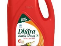 Dhara Kachi Ghani Mustard Oil (0% Trans Fat), 5 L Jar/4.5 L Jar (May contain free turmeric powder 50g)