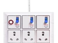 ELEGANT CASA 16 AMP Electric Extension Board Heavy Duty Multi Plug Socket with MCB high Power Extension Box (2500w) Power Strip with 10 Meter Extension Cord Long Length Wire 16A Plug (White) 220 Volt
