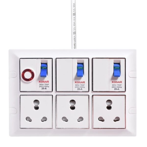 ELEGANT CASA 16 AMP Electric Extension Board Heavy Duty Multi Plug Socket with MCB high Power Extension Box (2500w) Power Strip with 10 Meter Extension Cord Long Length Wire 16A Plug (White) 220 Volt