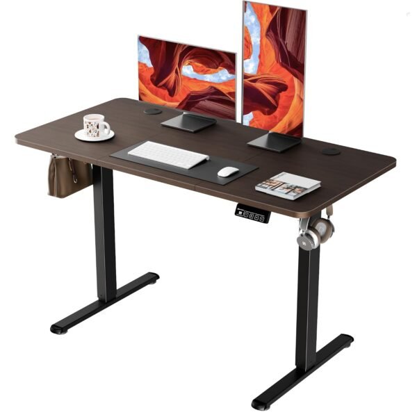 ERGOMAKER Electric Standing Desk 120x60cm (Black Frame+BlackWalnut Desktop)