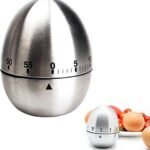 Egg Kitchen Timer Cute Manual, Stainless Steel Metal Mechanical Visual Countdown Cooking Timer with Loud Alarm for Kitchen Cooking Baking Sports Kids