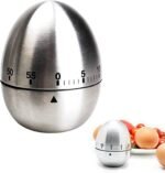 Egg Kitchen Timer Cute Manual, Stainless Steel Metal Mechanical Visual Countdown Cooking Timer with Loud Alarm for Kitchen Cooking Baking Sports Kids