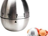 Egg Kitchen Timer Cute Manual, Stainless Steel Metal Mechanical Visual Countdown Cooking Timer with Loud Alarm for Kitchen Cooking Baking Sports Kids