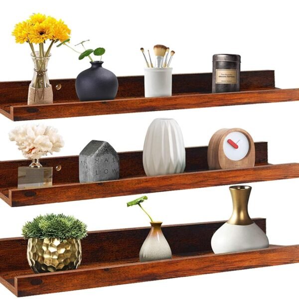 Engineered Wood Floating Shelves, Wall Shelf Hanging Shelf for Bathroom, Bedroom, Toilet, Kitchen, Office, Living Room Décor Set of 3 Shelves (16 Inches)