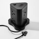 Extension Board, Power Strip with 6 USB Ports and 3 Universal Socket, 2500W 10A Extension Cord, 3-Pin Surge Protector Power Strip for Home, Office, Computer, Mobile Charging (Black-N82)