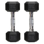 FITRXX Pair Of Rubber Coated Hexa Dumbbell Set For Men & Women Professional Exercise Hex Dumbbells For Full Body Workout, Body Strength Training, Home Gym Exercise (5 Kg Pair),Black