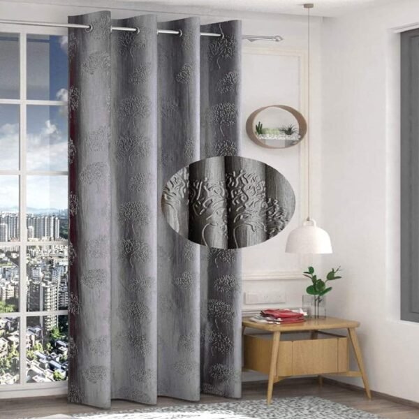 FRESH FROM LOOM Window Curtains 5 Feet Long | High Tenacity Yarn Polyester Punch Curtains | Premium Screens for Home Office | Prada for Living Room Bedroom | Dust Repellent (Grey, 1pc Only)