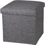 Foldable Storage Bins Box Ottoman Bench Container Organizer with Cushion Seat Lid, Cube Shape Sitting Stool with Storage Box, Ottoman Storage Box ||