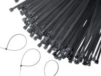 GLOBOMOTIVE Teeth Grip Nylon Self Locking Cable Ties, Black (300 mm x 4.8 mm,12 inch, Pack of 100) - Heavy Duty Strong Zip Wire Fastener Organizer Tie