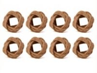 GURU JEE™ Handmade Jute Napkin Rings Brown Set of 8 Everyday Use Dining Party Tabletop Décor Gifts Napkin Holder 1.5 Inch in Size Artisan Crafted in India