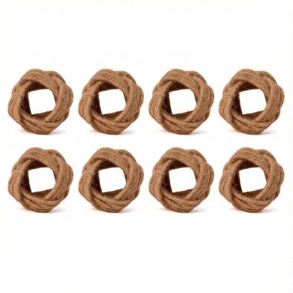 GURU JEE™ Handmade Jute Napkin Rings Brown Set of 8 Everyday Use Dining Party Tabletop Décor Gifts Napkin Holder 1.5 Inch in Size Artisan Crafted in India