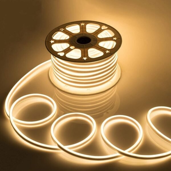 Gesto 16.4 Feet Neon LED Strip Light with 12V Adapter | Cuttable Flexible Waterproof Rope Light for Wall Decor,Indoor & Outdoor Decoration,Custom Names,Signage & Diwali Decorative Lighting-Warm White