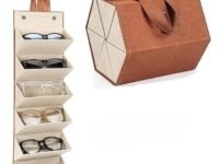 Goggles Organizer Box with 6 Slots, Foldable Sunglasses Case, Travel Sunglass Organizer, Eyeglasses Display Container Box Holder Spectacles Case for Women & Men (Black & Brown) (6 Slot)