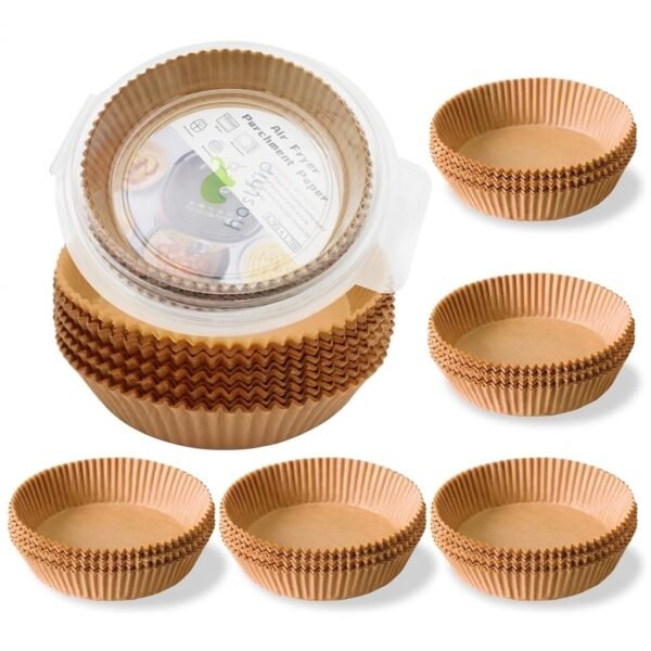 HASTHIP Air Fryer Parchment Paper Liners, 50 Pcs, 6.3 Inches, Natural