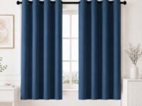 HOMEMONDE 100% True Blackout Window 6 Feet Curtain - Privacy and Noise Reduced Curtains with Eyelets, Light Blocking 72 Inch Long Drapes Pack of 2- (Navy Blue, 182 x 118 CMs)