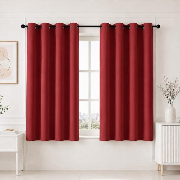 HOMEMONDE 100% True Blackout Window Curtains 5 Feet Single - Curtain for Living Room, Bedroom, Office, 60L Inch x 46 Inch - (Maroon, 152 x 118 CM)