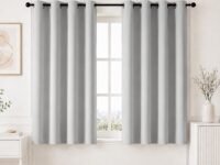 HOMEMONDE Premium Blackout Window Curtain 5 Feet Pack of 2 - Light Blocking Curtains for Living Room, True Room Darkening & Fade Resistant Panels 60 Inch Long, (Greyish White, 152 x 118 CMs)