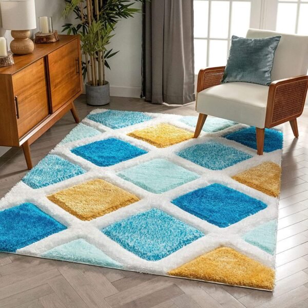 HR Soft Modern Shag Area Rectangular Rugs Fluffy Living Room Carpet Comfy Bedroom Home Decorate Floor Kids Playing Mat [Size 4X6 Feet]. (Shag765),Multicolor