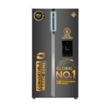 Haier Smart Choice 596L 3 Star Frost Free Expert Inverter Smart Sense AI enabled 2-Door Side by Side, In-built Water Dispenser Refrigerator (HRS-682WGKU1, Graphite Black, Magic Convertible,2026 Model)