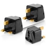 Hi-Plasst Black UK Adapter (Type-G Plug) - 3pcs Pack - UK Travel Converter for Dubai, Singapore, Hong Kong, Malaysia - Compact & Durable India to UK Plug Adapter