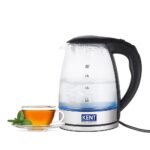 KENT Elegant Electric Glass Kettle, 1.8L, Stainless Steel Heating Plate, Borosilicate Glass Body, Boil Drying Protection