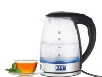 KENT Elegant Electric Glass Kettle, 1.8L, Stainless Steel Heating Plate, Borosilicate Glass Body, Boil Drying Protection